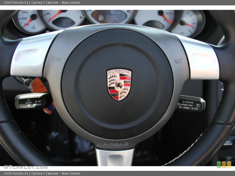 Black Interior Steering Wheel for the 2009 Porsche 911 Carrera S Cabriolet #65223268