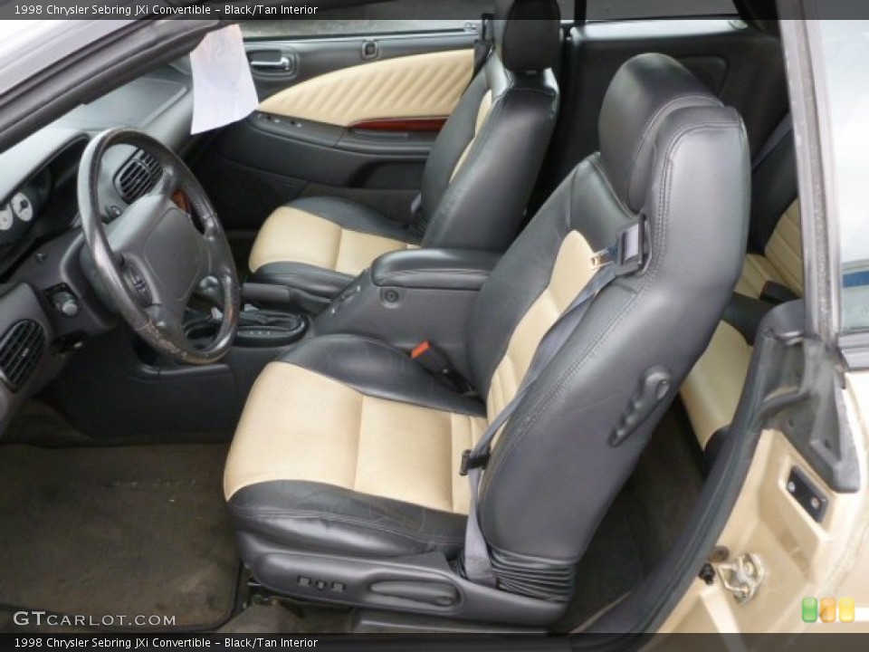 Black/Tan Interior Front Seat for the 1998 Chrysler Sebring JXi Convertible #65239550