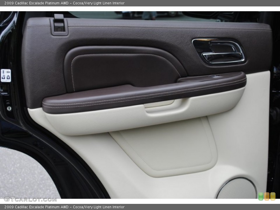 Cocoa/Very Light Linen Interior Door Panel for the 2009 Cadillac Escalade Platinum AWD #65291624