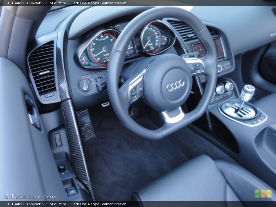 Black Fine Nappa Leather Interior Steering Wheel for the 2011 Audi R8 Spyder 5.2 FSI quattro #65342373