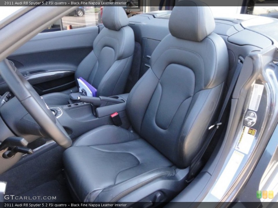 Black Fine Nappa Leather Interior Front Seat for the 2011 Audi R8 Spyder 5.2 FSI quattro #65342406