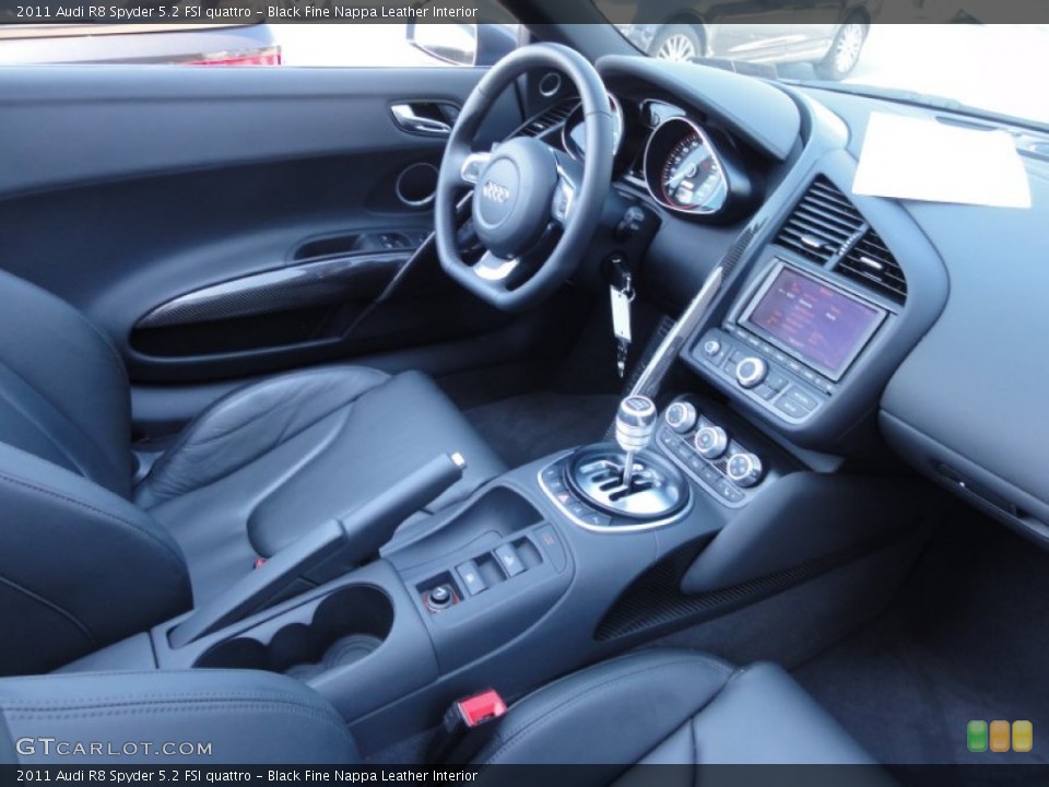 Black Fine Nappa Leather Interior Dashboard for the 2011 Audi R8 Spyder 5.2 FSI quattro #65342421