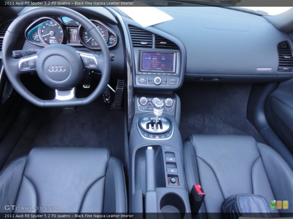 Black Fine Nappa Leather Interior Dashboard for the 2011 Audi R8 Spyder 5.2 FSI quattro #65342445