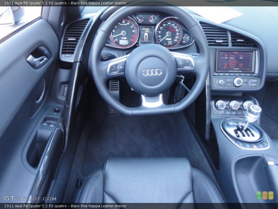 Black Fine Nappa Leather Interior Steering Wheel for the 2011 Audi R8 Spyder 5.2 FSI quattro #65342451