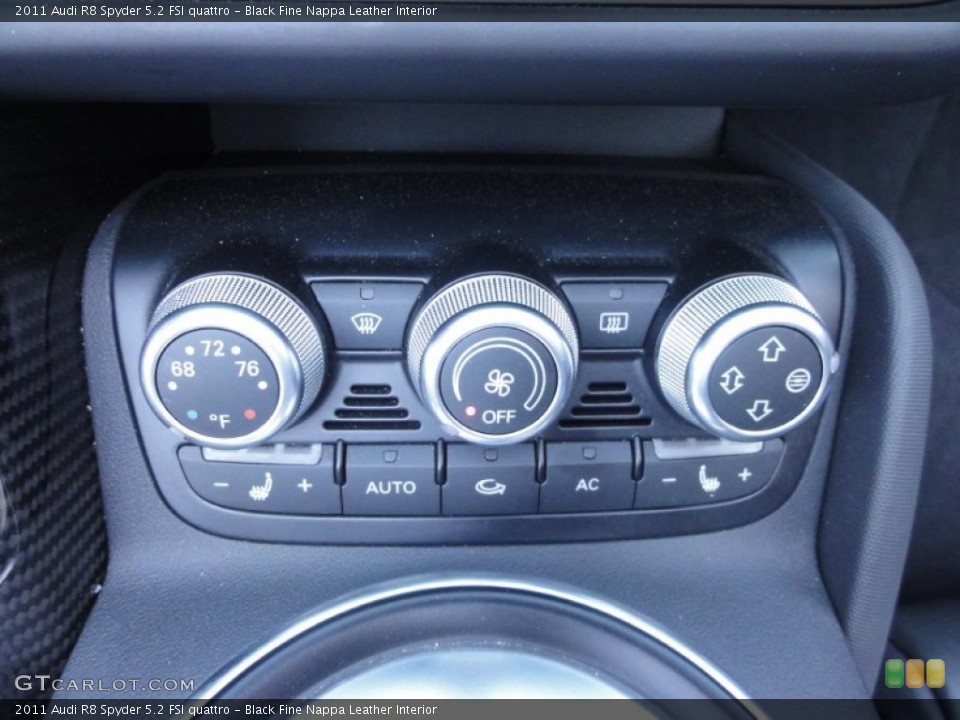 Black Fine Nappa Leather Interior Controls for the 2011 Audi R8 Spyder 5.2 FSI quattro #65342526
