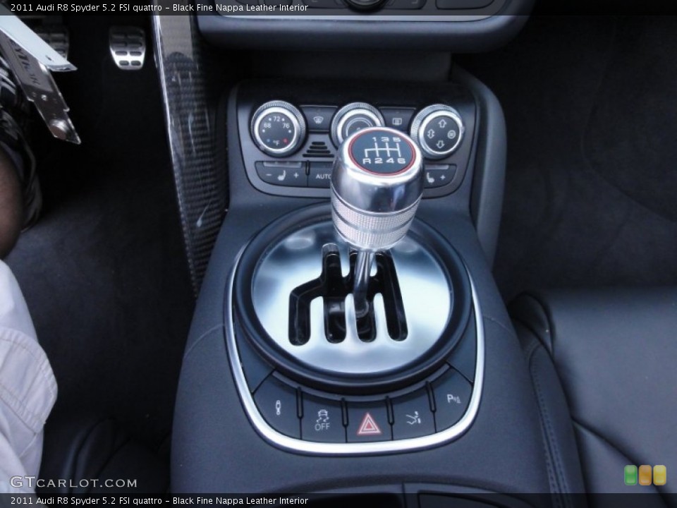 Black Fine Nappa Leather Interior Transmission for the 2011 Audi R8 Spyder 5.2 FSI quattro #65342535