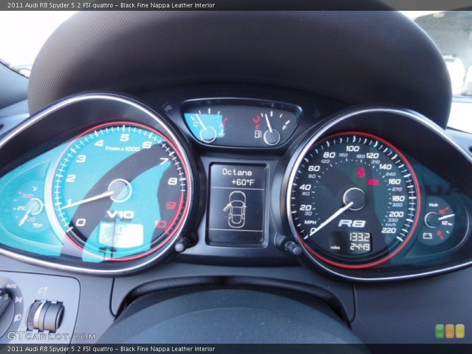 Black Fine Nappa Leather Interior Gauges for the 2011 Audi R8 Spyder 5.2 FSI quattro #65342544