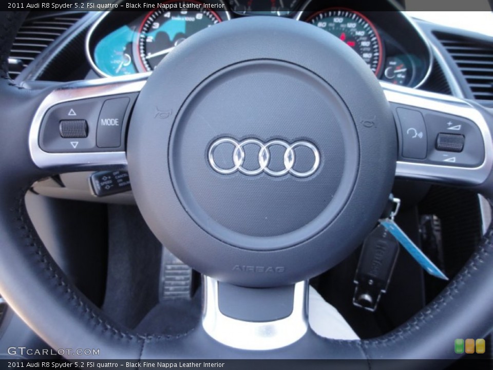 Black Fine Nappa Leather Interior Controls for the 2011 Audi R8 Spyder 5.2 FSI quattro #65342562