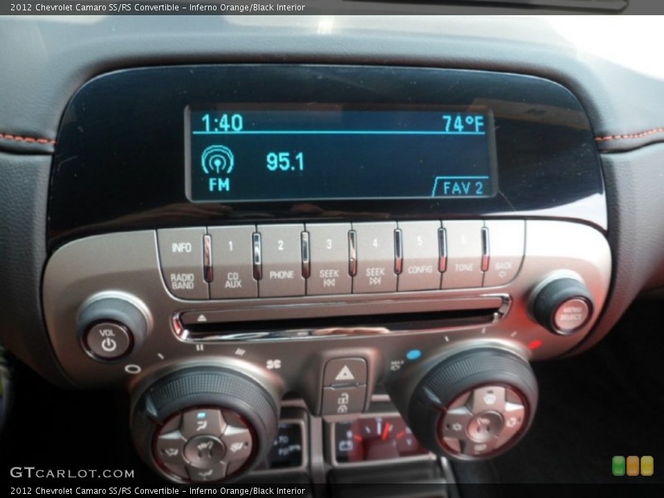 Inferno Orange/Black Interior Controls for the 2012 Chevrolet Camaro SS/RS Convertible #65364751