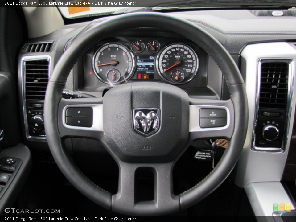 Dark Slate Gray Interior Steering Wheel for the 2011 Dodge Ram 1500 Laramie Crew Cab 4x4 #65374716