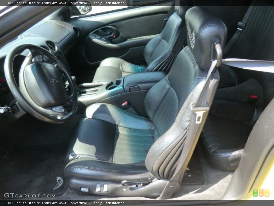 Ebony Black Interior Photo for the 2002 Pontiac Firebird Trans Am WS-6 Convertible #65422530