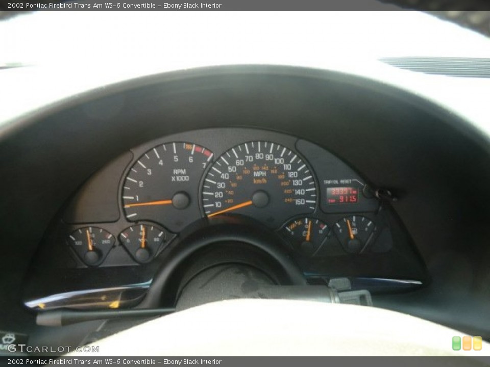 Ebony Black Interior Gauges for the 2002 Pontiac Firebird Trans Am WS-6 Convertible #65422539