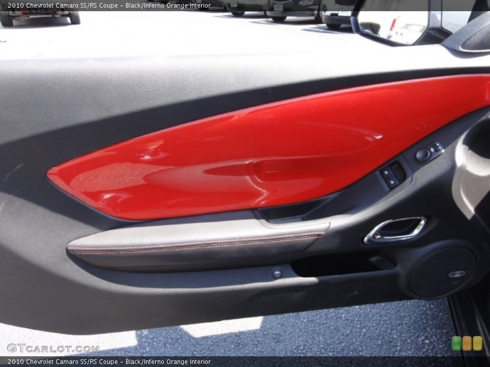Black/Inferno Orange Interior Door Panel for the 2010 Chevrolet Camaro SS/RS Coupe #65430192