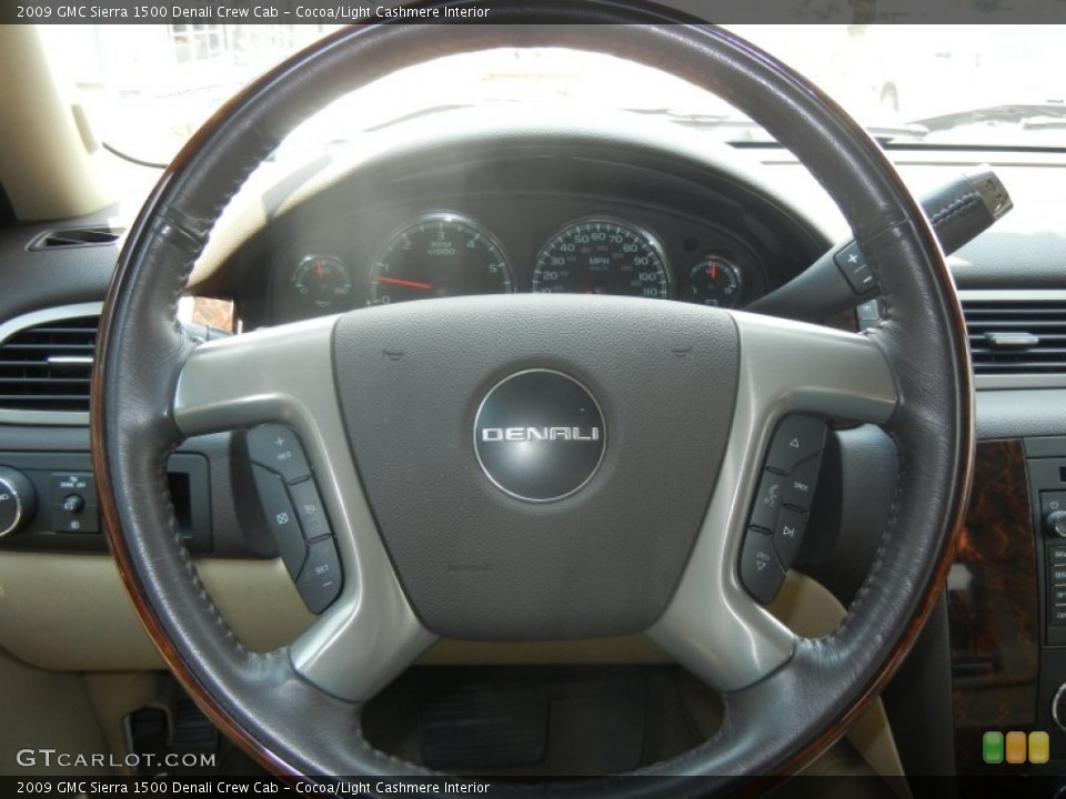 Cocoa/Light Cashmere Interior Steering Wheel for the 2009 GMC Sierra 1500 Denali Crew Cab #65455840