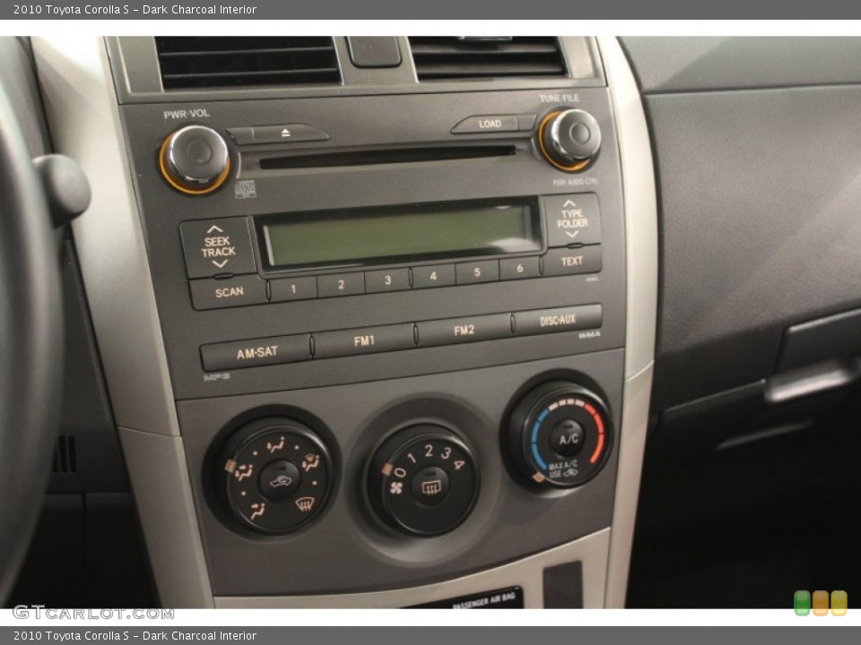 Dark Charcoal Interior Controls for the 2010 Toyota Corolla S #65477545