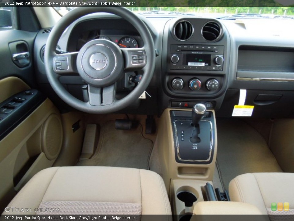 Dark Slate Gray/Light Pebble Beige Interior Dashboard for the 2012 Jeep Patriot Sport 4x4 #65494207