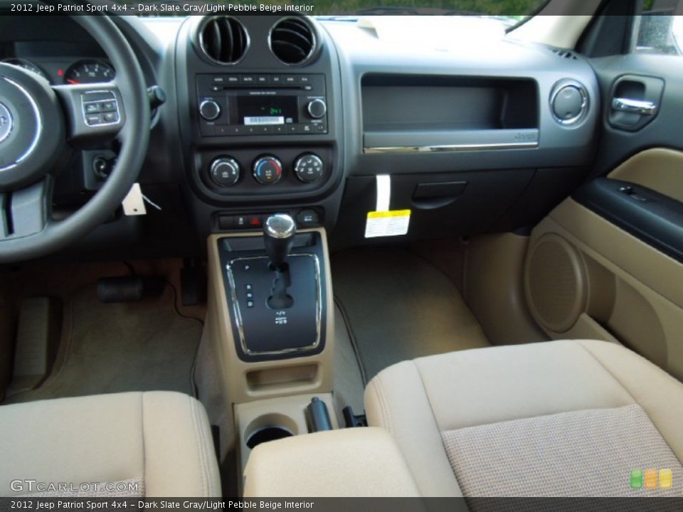Dark Slate Gray/Light Pebble Beige Interior Dashboard for the 2012 Jeep Patriot Sport 4x4 #65494215