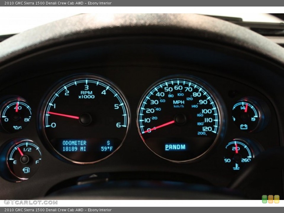 Ebony Interior Gauges for the 2010 GMC Sierra 1500 Denali Crew Cab AWD #65499245