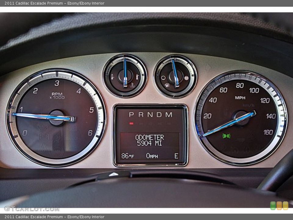 Ebony/Ebony Interior Gauges for the 2011 Cadillac Escalade Premium #65503442