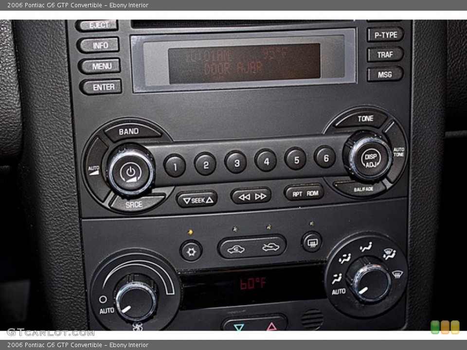 Ebony Interior Controls for the 2006 Pontiac G6 GTP Convertible #65503787