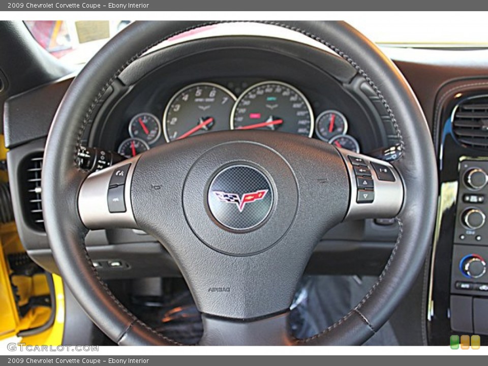 Ebony Interior Steering Wheel for the 2009 Chevrolet Corvette Coupe #65504165