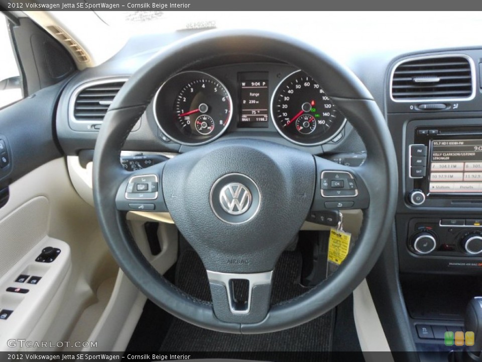 Cornsilk Beige Interior Steering Wheel for the 2012 Volkswagen Jetta SE SportWagen #65509640