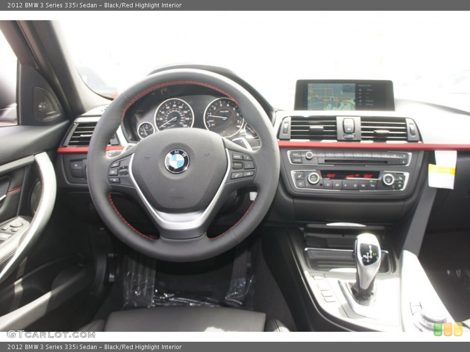 Black/Red Highlight Interior Dashboard for the 2012 BMW 3 Series 335i Sedan #65527544