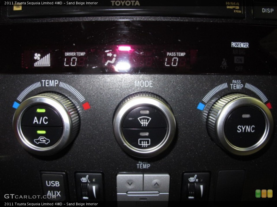 Sand Beige Interior Controls for the 2011 Toyota Sequoia Limited 4WD #65531276