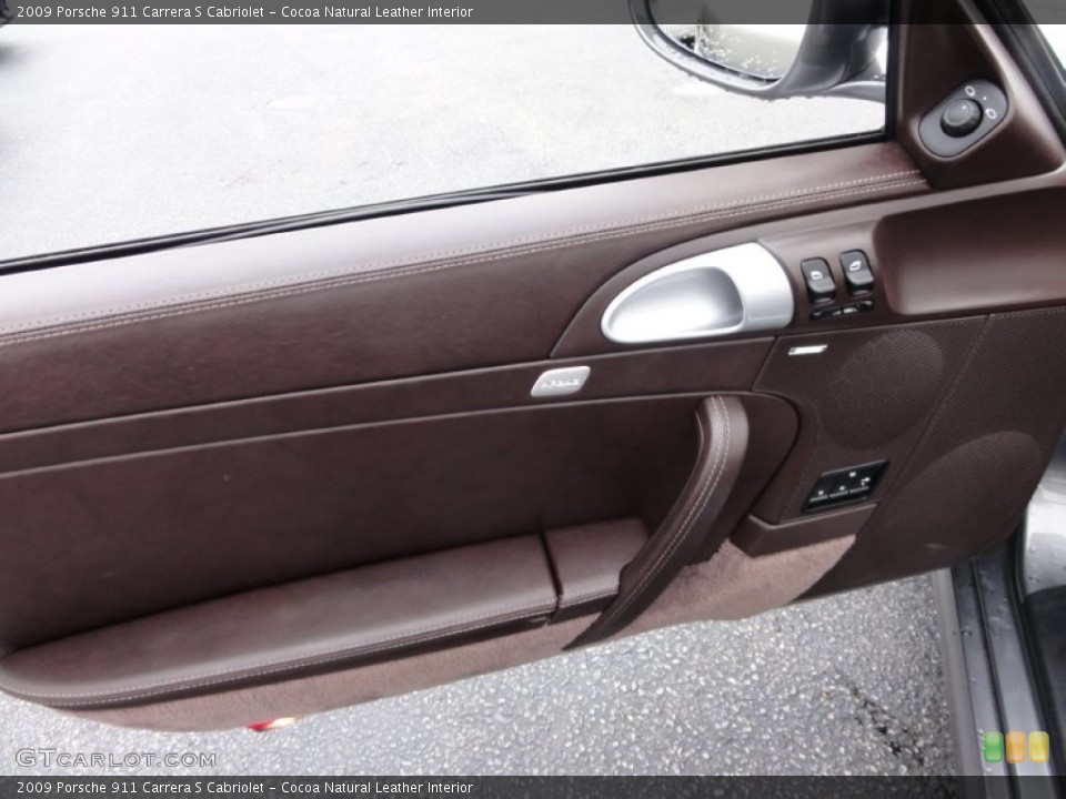 Cocoa Natural Leather Interior Door Panel for the 2009 Porsche 911 Carrera S Cabriolet #65536290