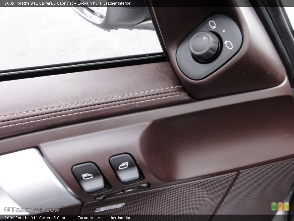 Cocoa Natural Leather Interior Controls for the 2009 Porsche 911 Carrera S Cabriolet #65536299
