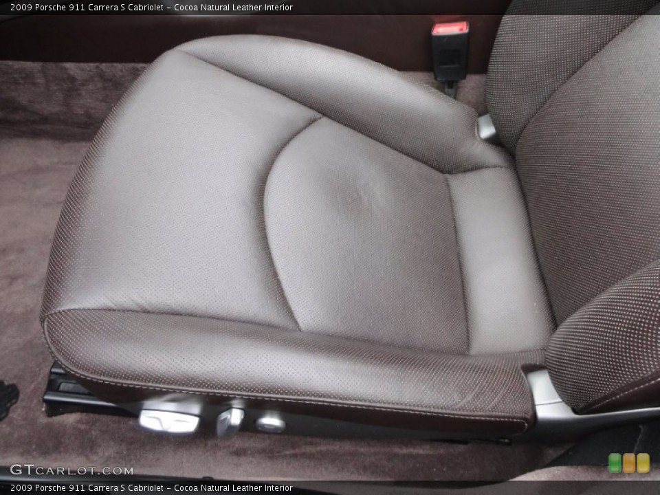 Cocoa Natural Leather Interior Front Seat for the 2009 Porsche 911 Carrera S Cabriolet #65536308
