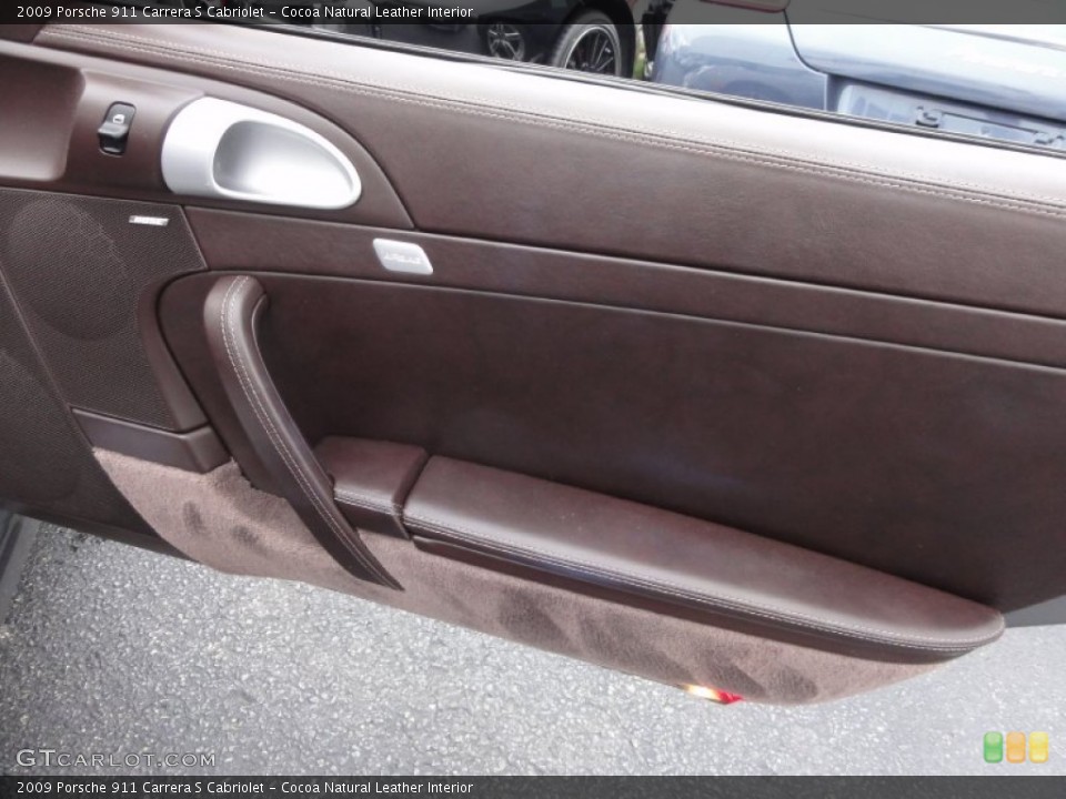Cocoa Natural Leather Interior Door Panel for the 2009 Porsche 911 Carrera S Cabriolet #65536383