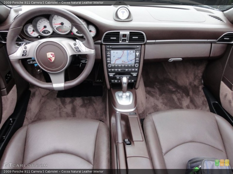Cocoa Natural Leather Interior Dashboard for the 2009 Porsche 911 Carrera S Cabriolet #65536437