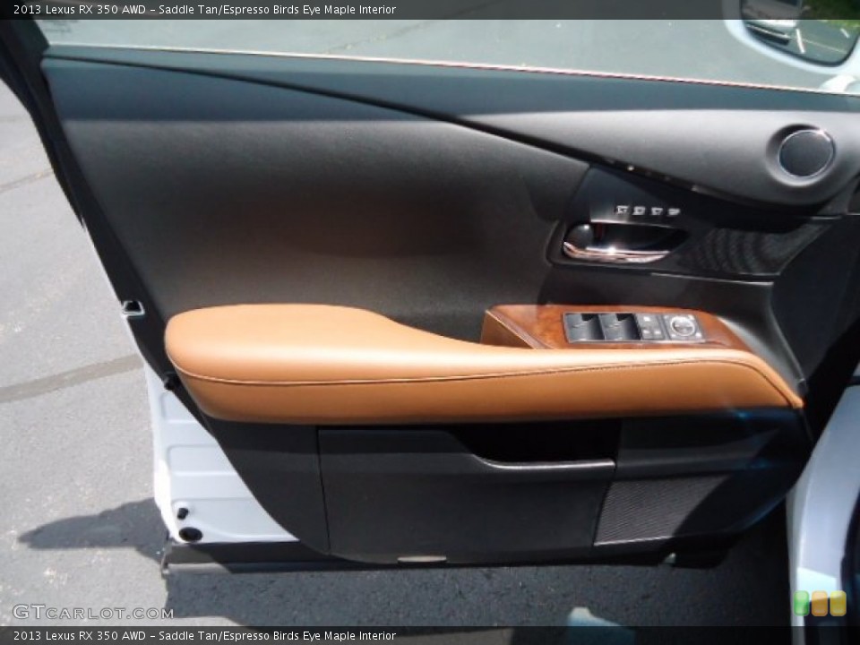 Saddle Tan/Espresso Birds Eye Maple Interior Door Panel for the 2013 Lexus RX 350 AWD #65541912