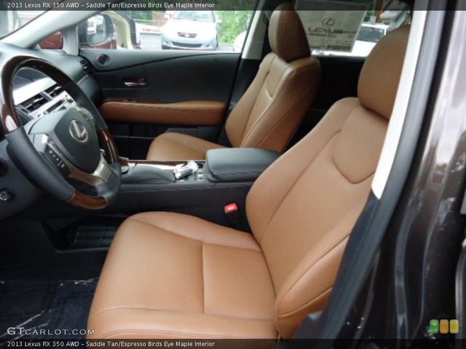 Saddle Tan/Espresso Birds Eye Maple Interior Front Seat for the 2013 Lexus RX 350 AWD #65542845