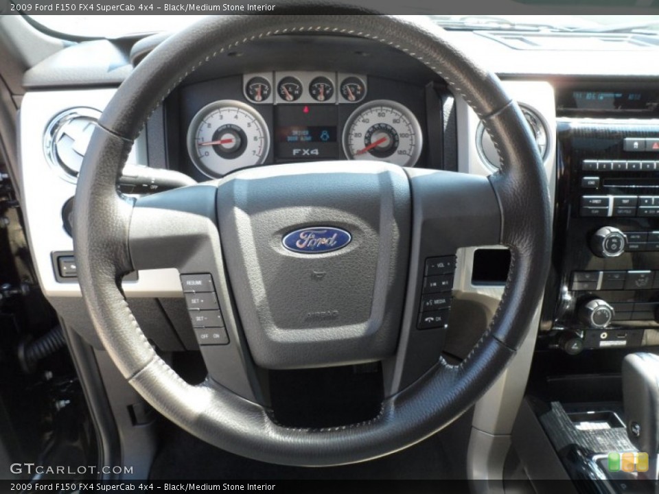 Black/Medium Stone Interior Steering Wheel for the 2009 Ford F150 FX4 SuperCab 4x4 #65557211