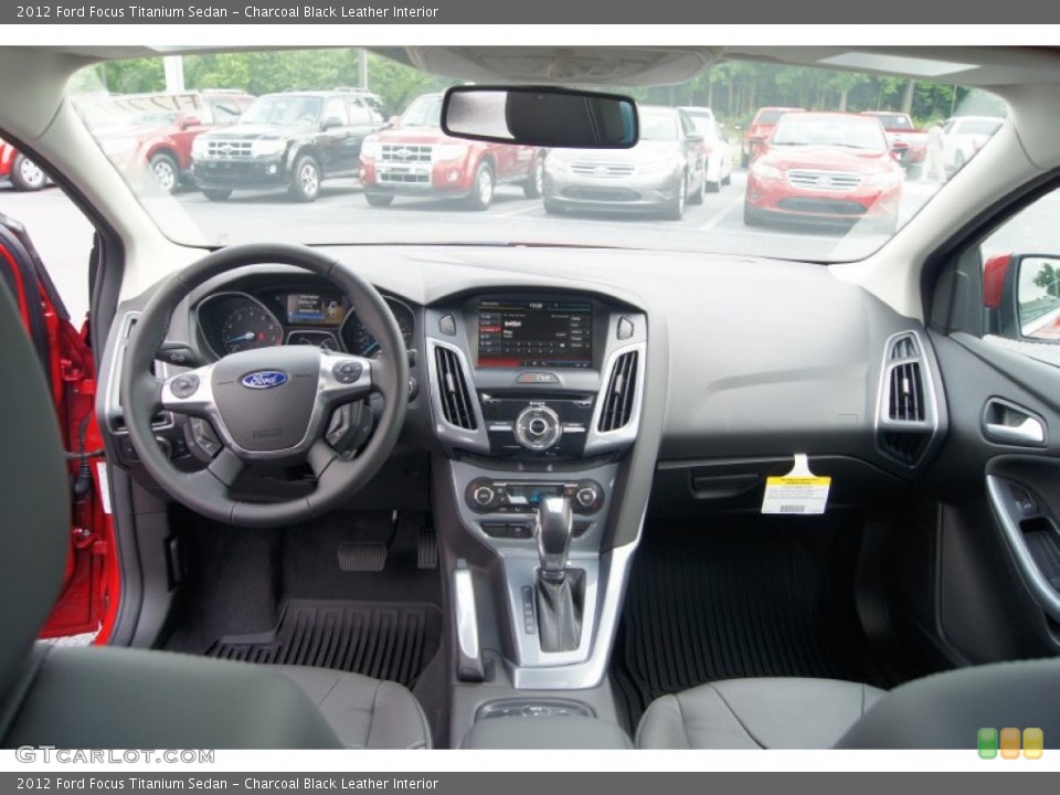 Charcoal Black Leather Interior Dashboard for the 2012 Ford Focus Titanium Sedan #65571521