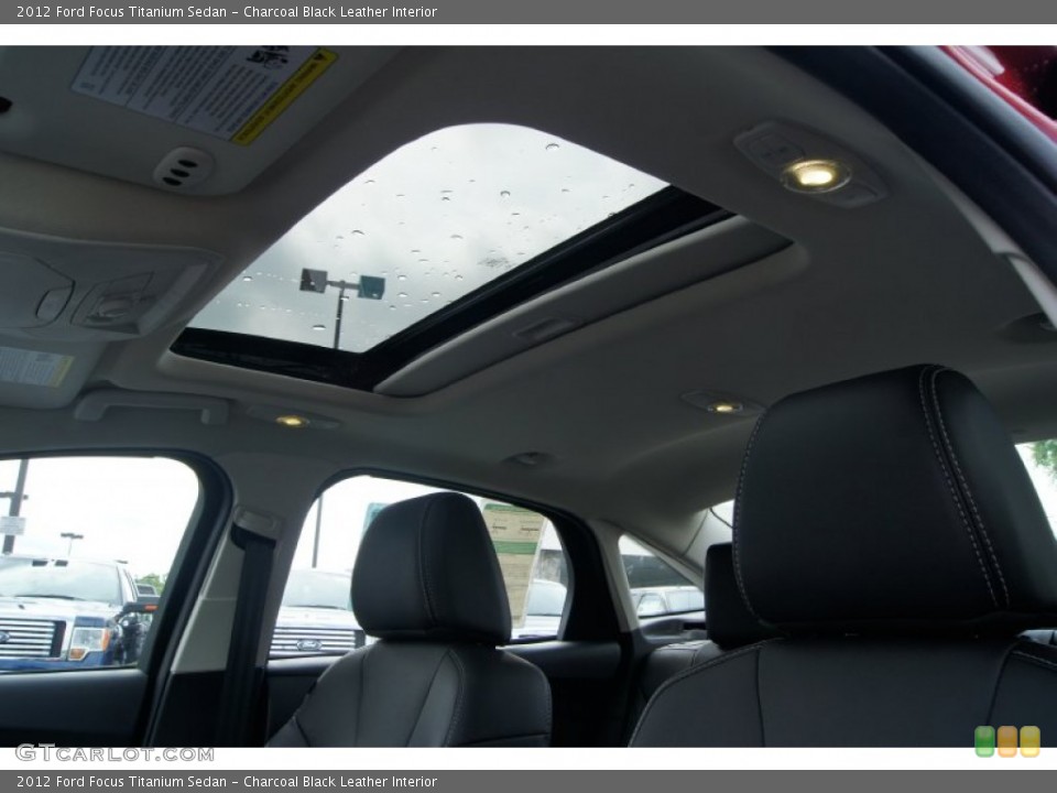 Charcoal Black Leather Interior Sunroof for the 2012 Ford Focus Titanium Sedan #65571554