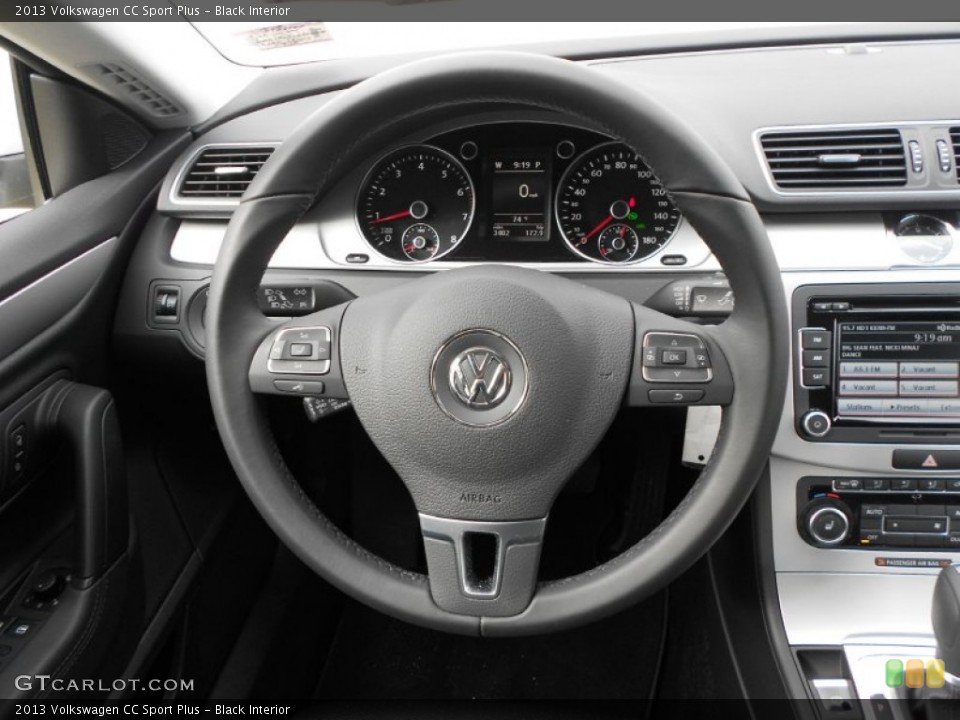 Black Interior Steering Wheel for the 2013 Volkswagen CC Sport Plus #65634292
