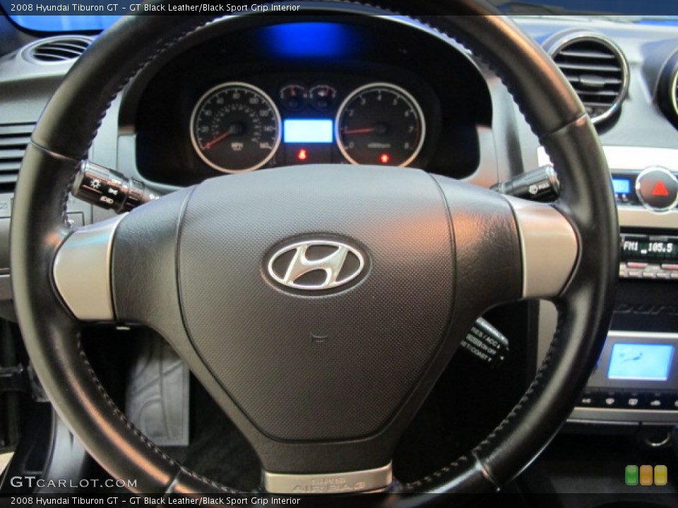 GT Black Leather/Black Sport Grip Interior Steering Wheel for the 2008 Hyundai Tiburon GT #65644828