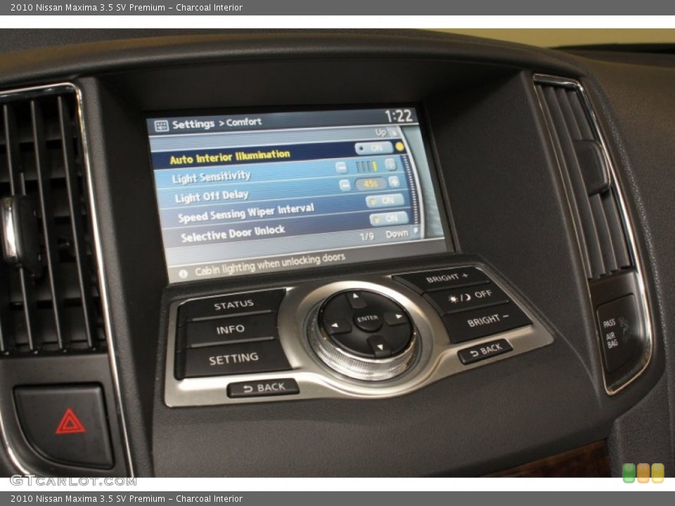 Charcoal Interior Controls for the 2010 Nissan Maxima 3.5 SV Premium #65661478