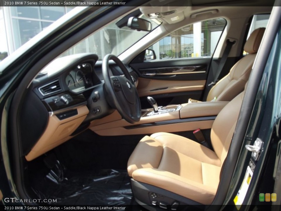 Saddle/Black Nappa Leather Interior Photo for the 2010 BMW 7 Series 750Li Sedan #65698271