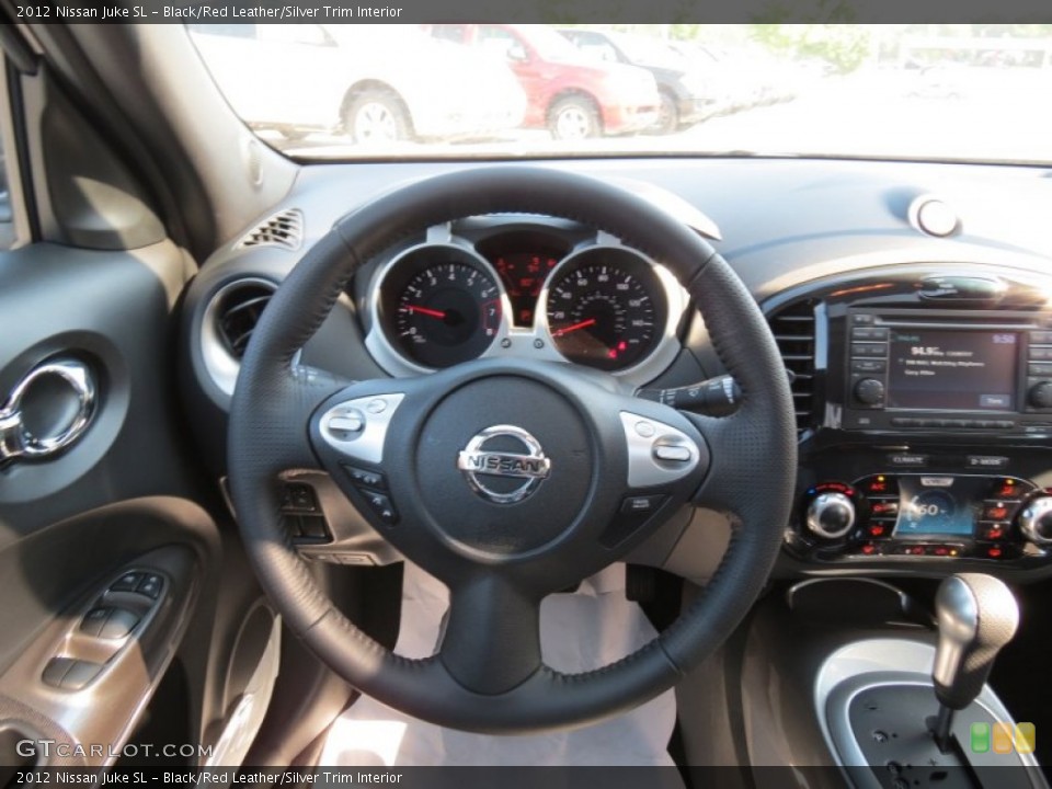 Black/Red Leather/Silver Trim Interior Steering Wheel for the 2012 Nissan Juke SL #65712039