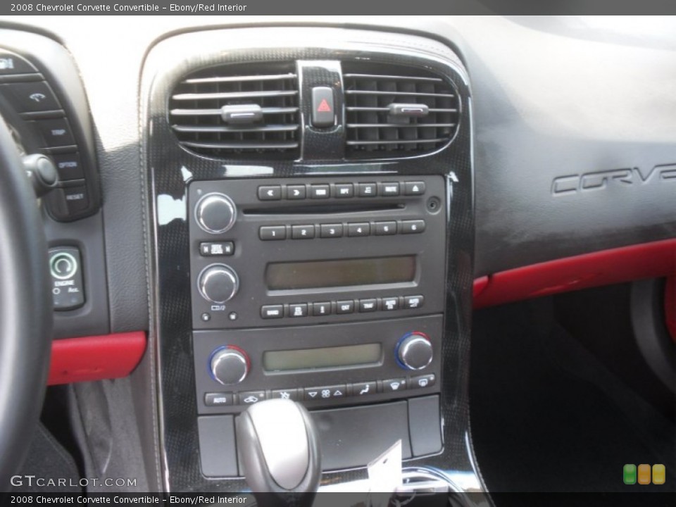 Ebony/Red Interior Controls for the 2008 Chevrolet Corvette Convertible #65712314