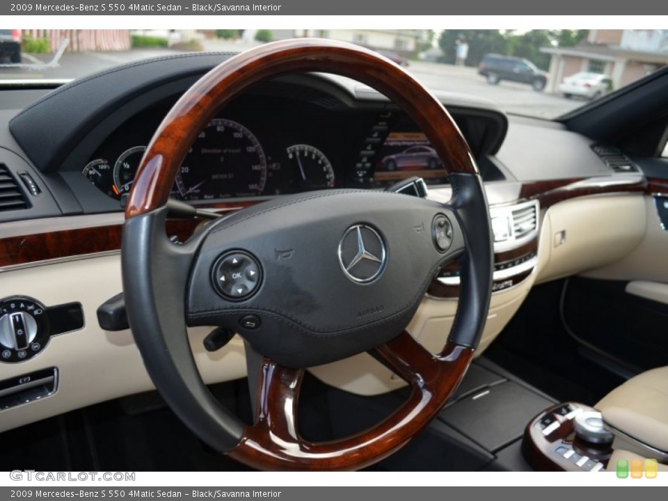 Black/Savanna Interior Steering Wheel for the 2009 Mercedes-Benz S 550 4Matic Sedan #65738152