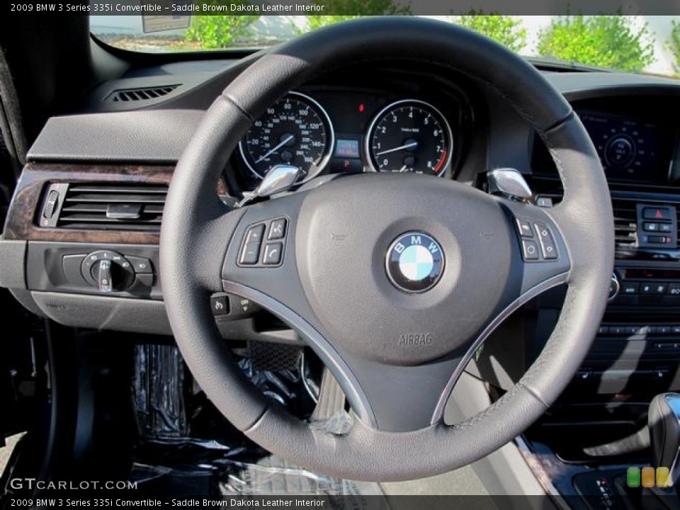 Saddle Brown Dakota Leather Interior Steering Wheel for the 2009 BMW 3 Series 335i Convertible #65755327