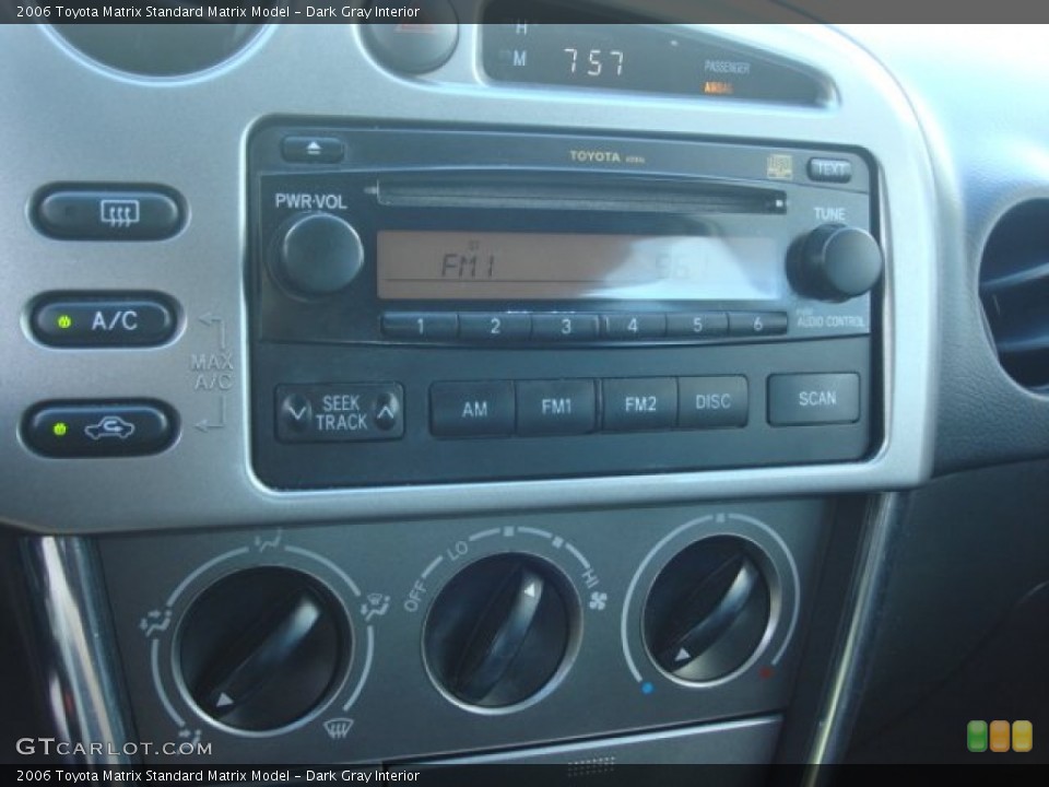 Dark Gray Interior Controls for the 2006 Toyota Matrix  #65773525