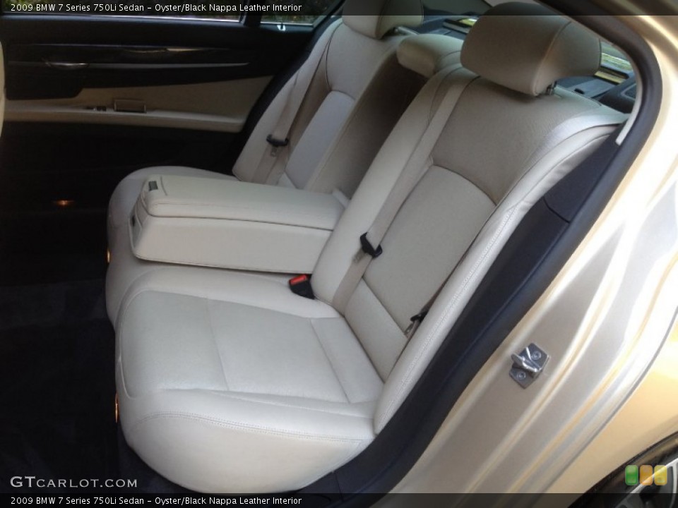 Oyster/Black Nappa Leather Interior Rear Seat for the 2009 BMW 7 Series 750Li Sedan #65773861