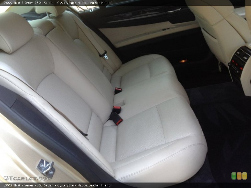 Oyster/Black Nappa Leather Interior Rear Seat for the 2009 BMW 7 Series 750Li Sedan #65773888