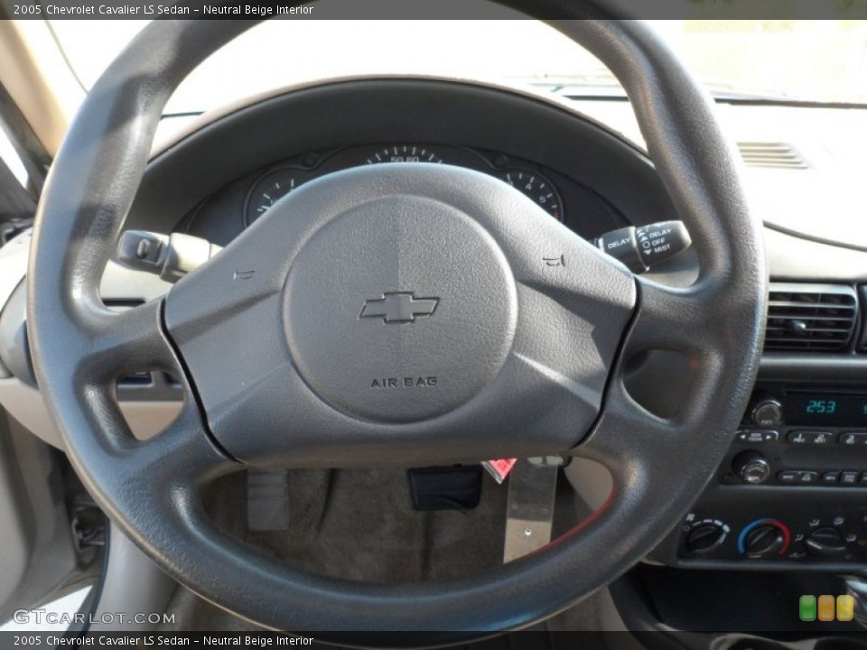 Neutral Beige Interior Steering Wheel for the 2005 Chevrolet Cavalier LS Sedan #65798246